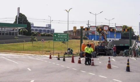 Viaduto recebe reinstalação de limitador de altura no bairro São Jorge