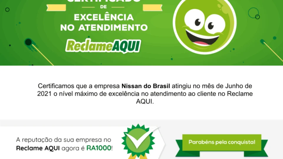 Nissan é certificada por sua excelência no atendimento a clientes