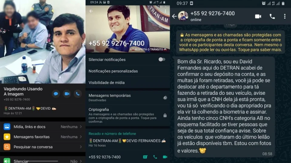 ALERTA: Criminosos aplicam golpes usando imagem de servidores do Detran-AM