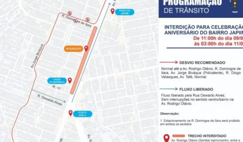 Avenida General Rodrigo Octávio terá parte do trânsito desviado neste fim de semana