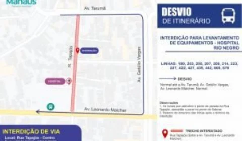 Trecho da rua Tapajós será interditado temporariamente para serviço em hospital