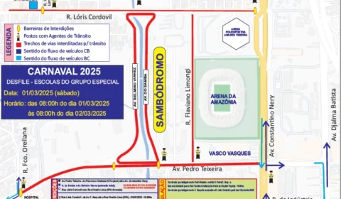 Manaus ajusta trânsito e rotas de ônibus para desfiles do sambódromo; Confira alterações e horários estendidos