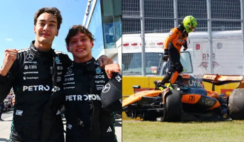 Russell conquista vitória dramática no Canadá; Colisão entre McLarens marca final da prova